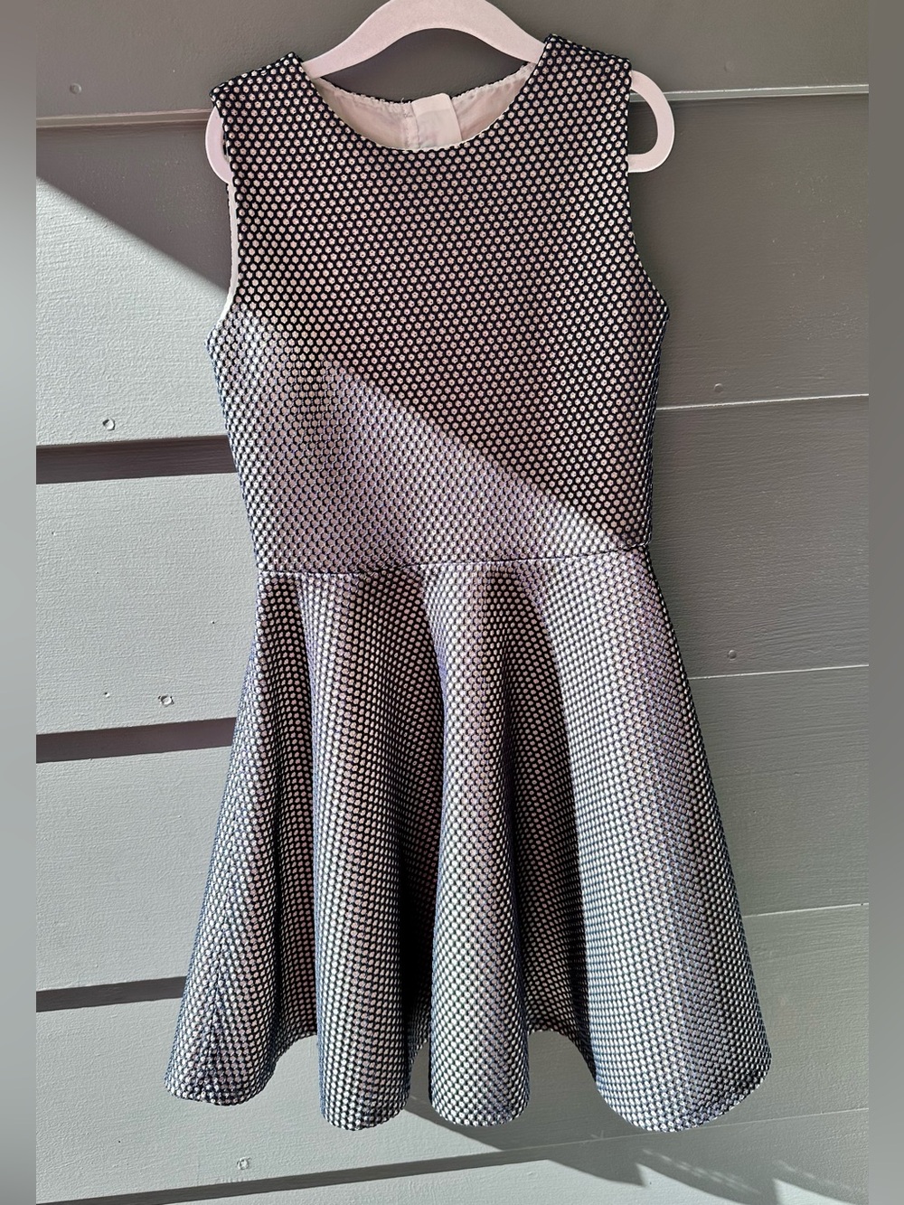 Deux Par Deux girls dress sz 8 navy blue & cream